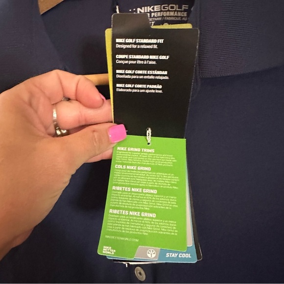 NWT Nike Dark Blue Women's 1/4 Button Down Collared  Short Sleeve Dri Fit Shirt - Picture 9 of 16